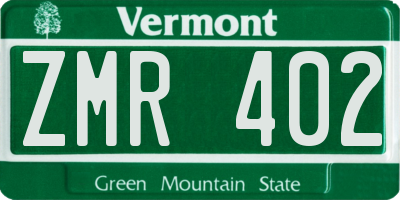 VT license plate ZMR402