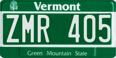 VT license plate ZMR405