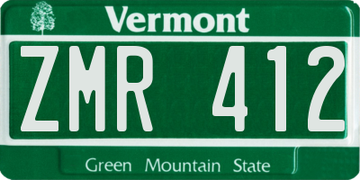 VT license plate ZMR412