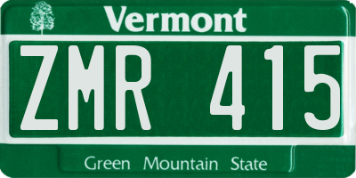 VT license plate ZMR415