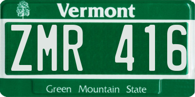 VT license plate ZMR416
