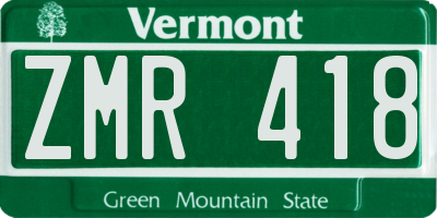 VT license plate ZMR418