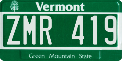 VT license plate ZMR419