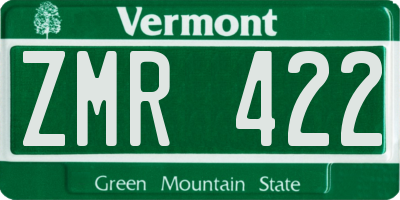 VT license plate ZMR422