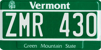 VT license plate ZMR430
