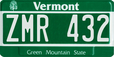 VT license plate ZMR432
