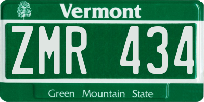 VT license plate ZMR434