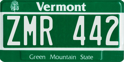VT license plate ZMR442