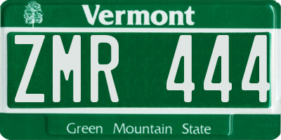 VT license plate ZMR444
