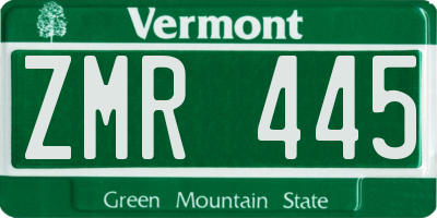 VT license plate ZMR445