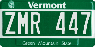 VT license plate ZMR447