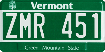 VT license plate ZMR451