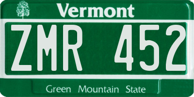 VT license plate ZMR452