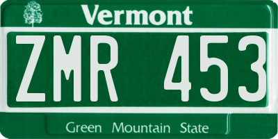VT license plate ZMR453