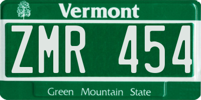 VT license plate ZMR454