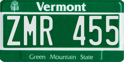 VT license plate ZMR455