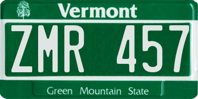 VT license plate ZMR457