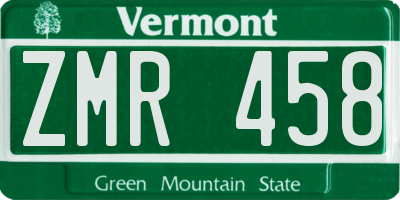 VT license plate ZMR458