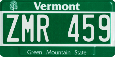 VT license plate ZMR459