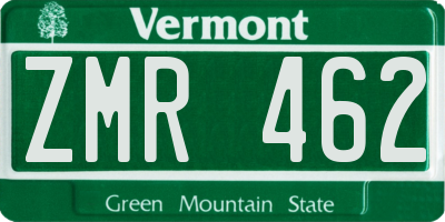 VT license plate ZMR462