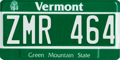 VT license plate ZMR464