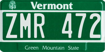 VT license plate ZMR472