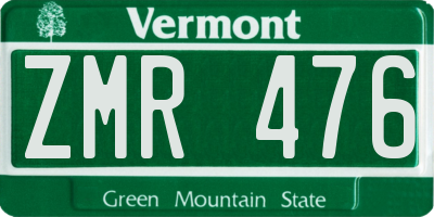 VT license plate ZMR476