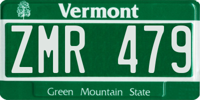 VT license plate ZMR479