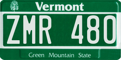 VT license plate ZMR480