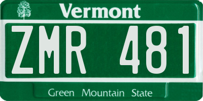 VT license plate ZMR481
