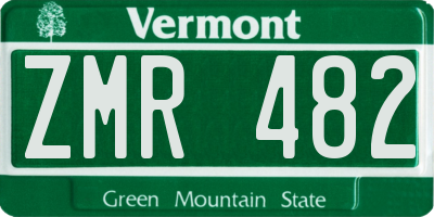 VT license plate ZMR482