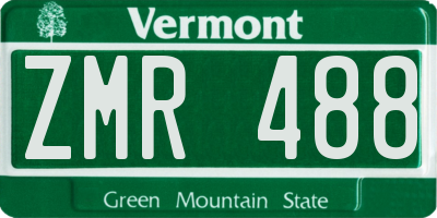 VT license plate ZMR488