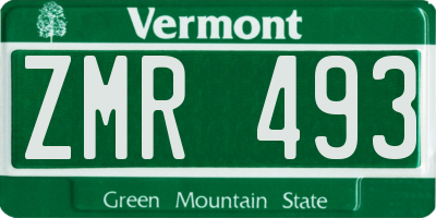 VT license plate ZMR493