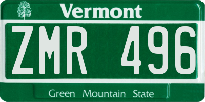 VT license plate ZMR496