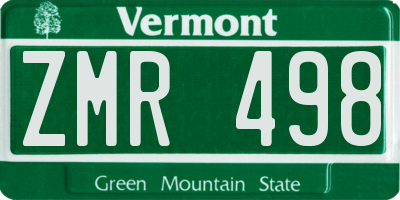 VT license plate ZMR498