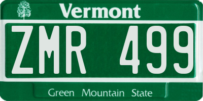VT license plate ZMR499