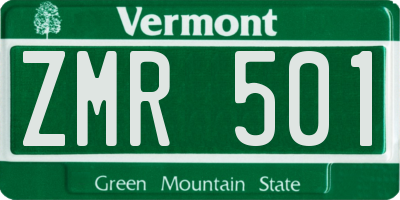 VT license plate ZMR501
