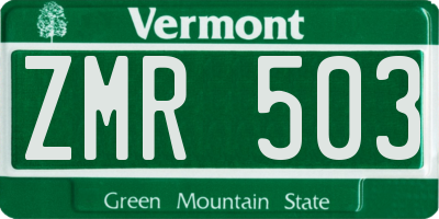 VT license plate ZMR503