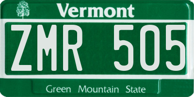 VT license plate ZMR505