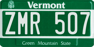 VT license plate ZMR507