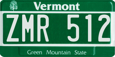 VT license plate ZMR512