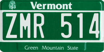 VT license plate ZMR514