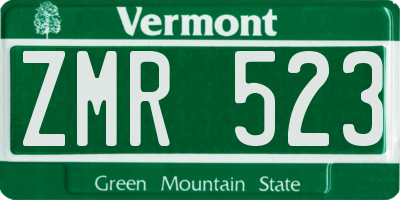 VT license plate ZMR523