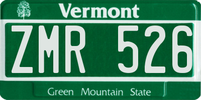 VT license plate ZMR526