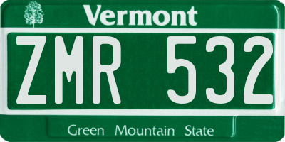 VT license plate ZMR532