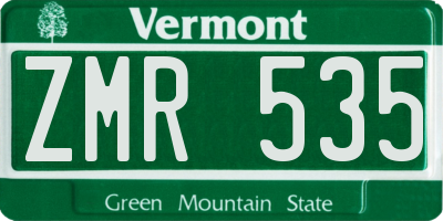 VT license plate ZMR535