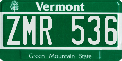 VT license plate ZMR536