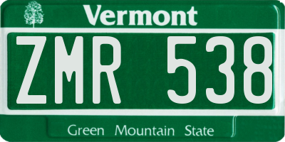 VT license plate ZMR538