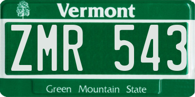 VT license plate ZMR543