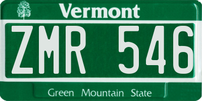 VT license plate ZMR546